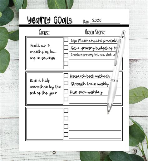 Yearly Goal Tracker Printable Printable Goal Planner Goal Etsy