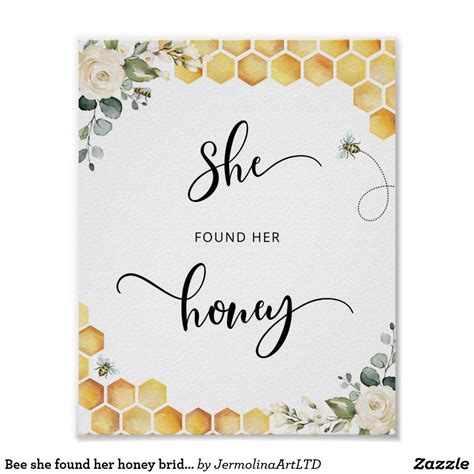 Bee She Found Her Honey Bridal Shower Poster Zazzle Bridal Shower