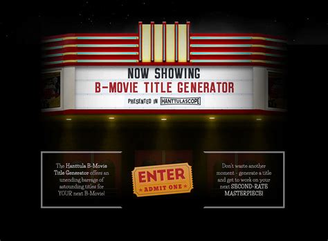 This page contains titles and typography of films from 2010 to 2014. Monster Movie Title Generator! - Hanttula