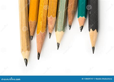 Short Pencils On Isolated White Background Stock Image Image Of