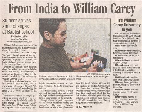 Newspaper articles page in the library site. William Carey Welcomes Serampore Relation