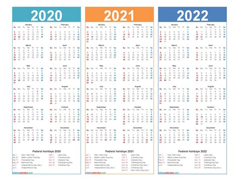 Calendars In 2020 2021 And 2022 Calendar Inspiration Design
