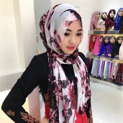 Muslim Headscarves Light Printing Flora Hijab Polyester Muslima Shawl