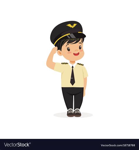 Smiling Boy Pilot Standing Isolated On White Vector Image