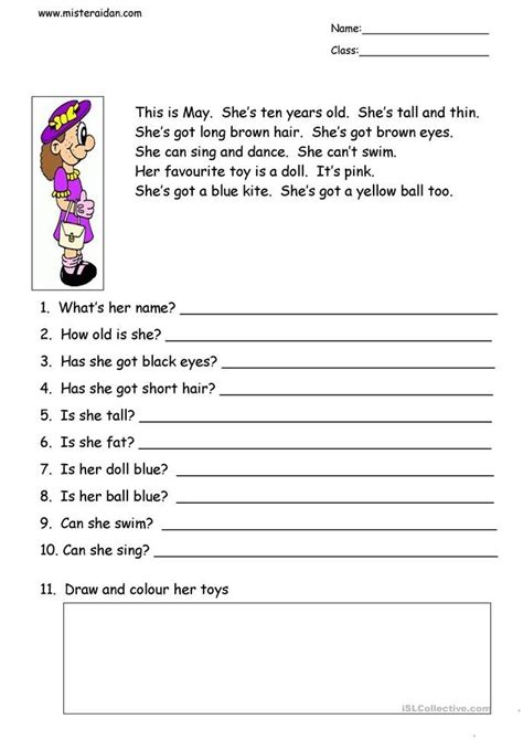 Reading Comprehension 7 Year Old Sandra Rogers Reading Worksheets
