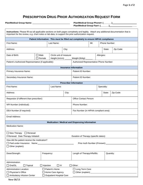 Free Medicaid Rx Prior Authorization Forms Pdf Eforms