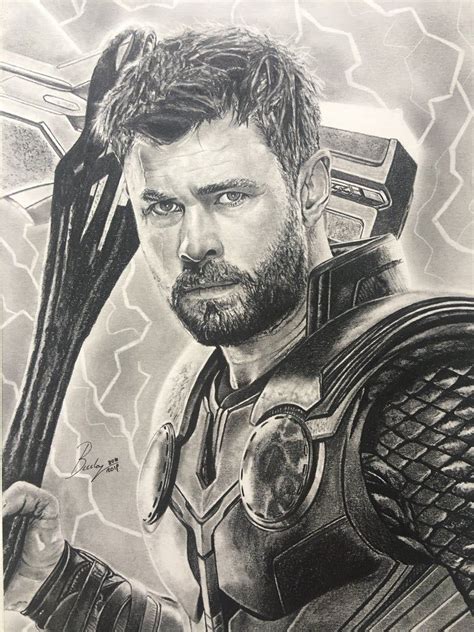 Original Pencil Portrait Of Thor Size A421 X 2970 Cm Etsy In 2021