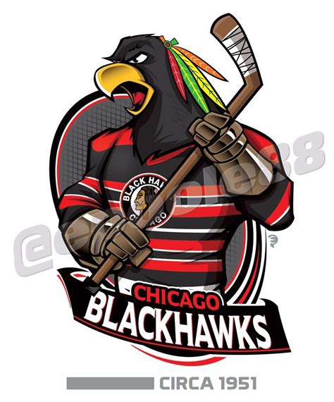 Retro Early 1950s Chicago Blackhawks Courtesy Of That Great Cartoonist