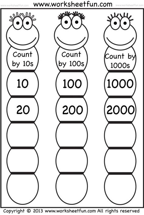 Skip Counting By 10 100 And 1000 Free Printable Worksheets
