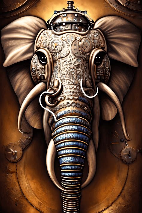 Steampunk Elephant Face Graphic · Creative Fabrica