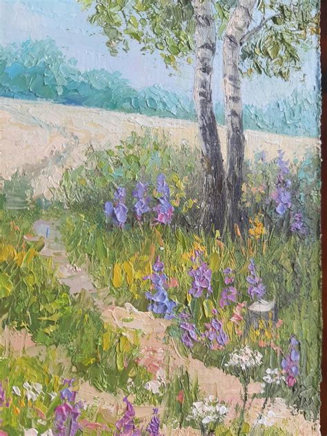 Summer Forest Landscape With Flowers Framed Oil Painting
