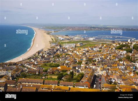 Chesil Beach Fleet Lagoon And Portland Harbour Looking North From