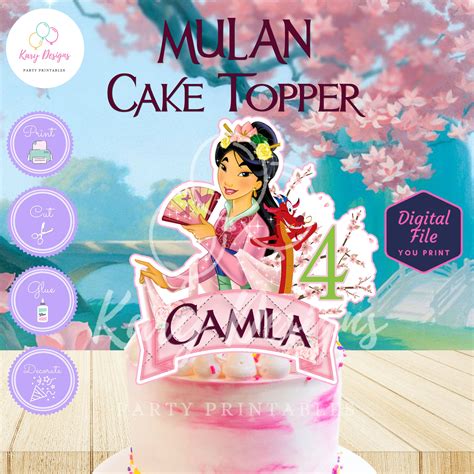 Mulan Cake Topper Mulan Cake Printable Party Mulan Party Decor Mulan