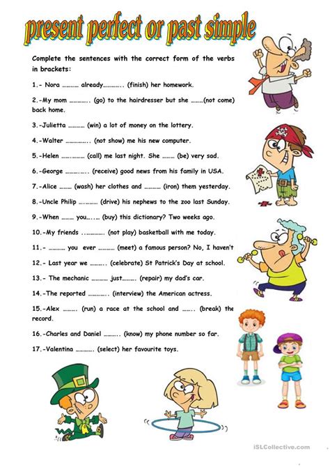 Present Perfect Or Past Simple English Esl Worksheets For Distance