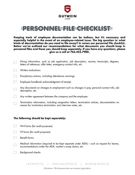 The Personnel File Checklist