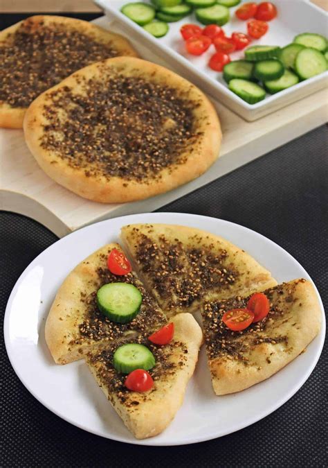 Middle eastern flatbread with eggplant tahini sauce and. Zaatar Flatbread - Middle Eastern Flatbread - My Cooking ...