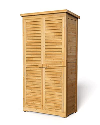 Gizoon Outdoor Storage Cabinet With 3 Shelves Double Lockable Wooden