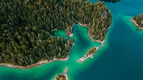 Stunning Drone Aerial Photo Forest Island Sea