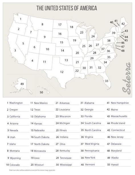 Printable States Quiz