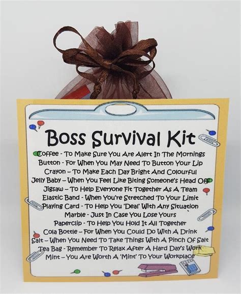 boss survival kit fun novelty t and card alternative etsy survival kit ts birthday