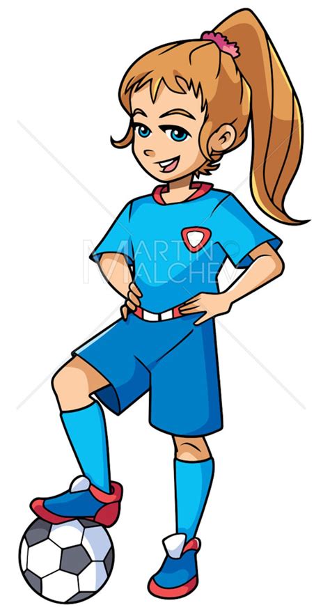 Football Girl Standing Vector Cartoon Illustration Soccer Etsy