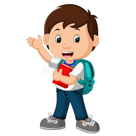 Handsome man constructor in flat style. Boy with backpacks cartoon stock vector. Illustration of ...