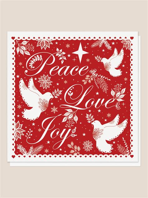 Peace Love Joy Christmas Card Pack Of 10 Asthma Lung Uk