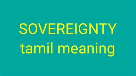 Sovereignty Tamil Meaningsasikumar Youtube
