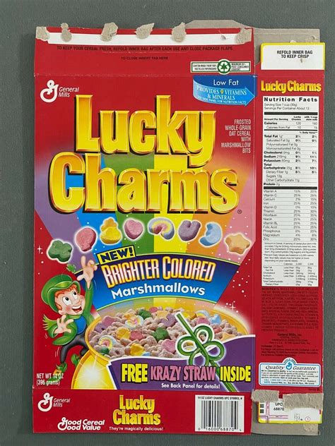 General Mills Lucky Charms Cereal Box W Free Krazy Straw Inside From Ebay