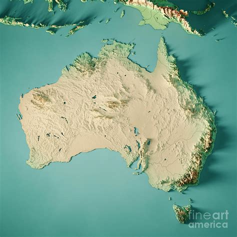 You can open, print or download it by clicking on the map or via this link: Australia 3d Render Topographic Map Color Digital Art by Frank Ramspott