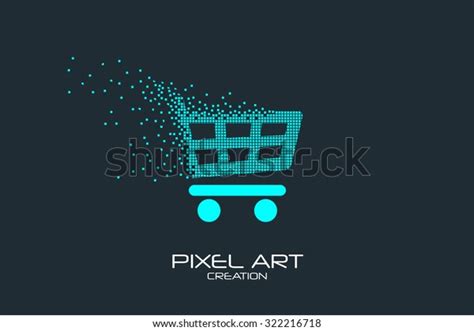 Pixel Art Design Shopping Cart Logo Stock Vector Royalty Free 322216718