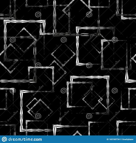 Bright Carved Squares and White Rhombuses on a Black Background Stock