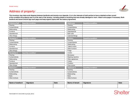 Rental Property Inventory Checklist Sample Templates Sample Templates
