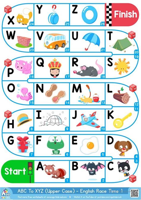 A Z Upper Case Alphabet Esl Board Game Letter Games For Kids