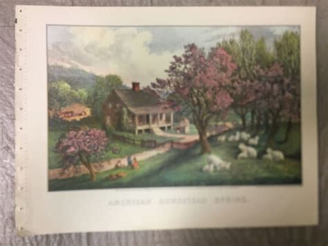 1952 Currier And Ives Lithograph American Homestead Spring Ebay
