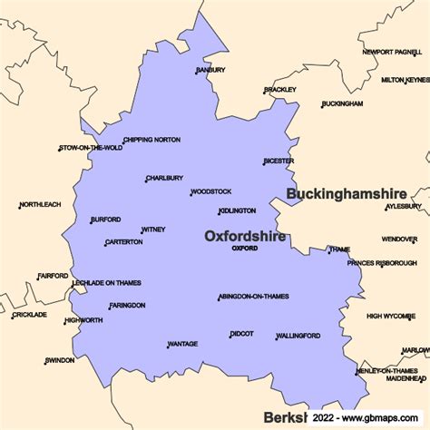 Oxfordshire County Boundaries Map
