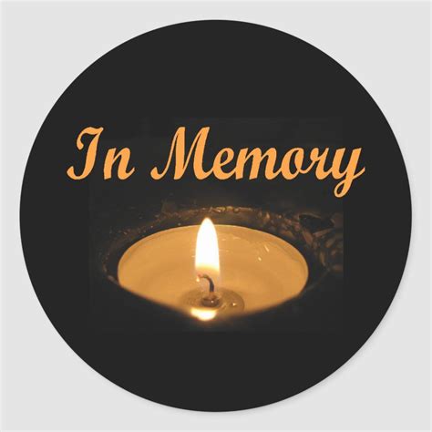 In Memory Candle Glow Classic Round Sticker Memorial