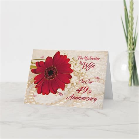 Wife On 49th Wedding Anniversary A Daisy Flower Card