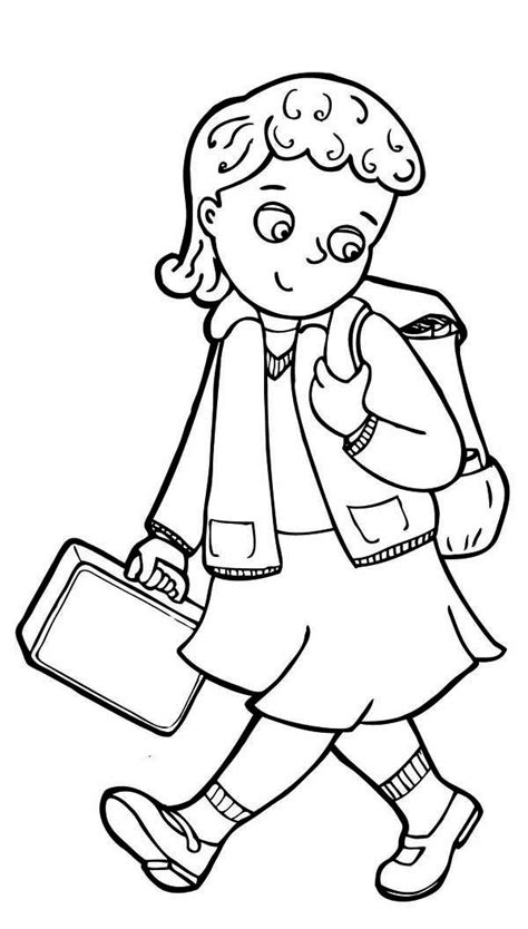 Gambar School Coloring Pages Preschool Clipart Library Free Girl Page