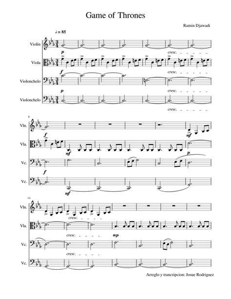Now the acclaimed hbo series game of thrones—the masterpiece that became a cultural phenomenon. Game of thrones cuarteto Sheet music for Violin, Viola ...