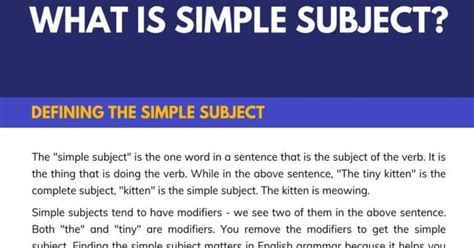 What Is A Simple Subject Useful Examples Of Simple Subject 7esl