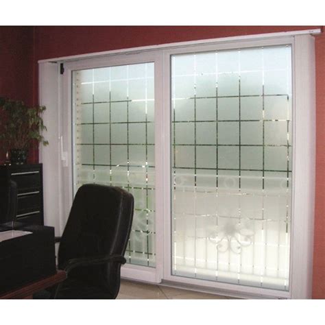 Patterned Decorative White Frosted Window Film Privacy Frosted Glass Film Large Block Pattern