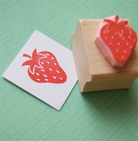 Little Strawberry Hand Carved Rubber Stamp By Skull And Cross Buns