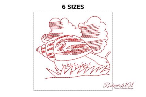 Giant Ghana African Snail Lineart Machine Embroidery Designs Redwork101