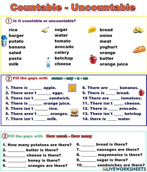 Countable Uncountable Interactive Activity Live Worksheets