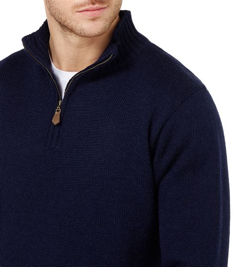 Woolovers Mens Pure Wool Chunky Zip Neck Jumper Sweater Christmas Knitted