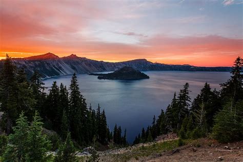Crater Lake Sunset Crater Lake National Park National Parks America