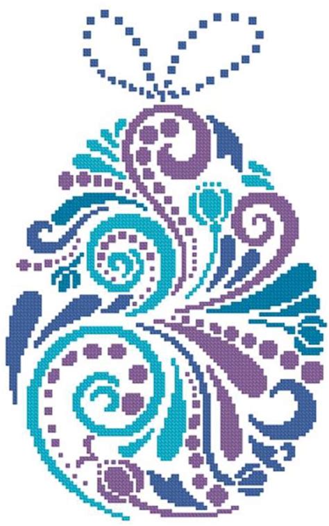 Aida 14, cream 196w x 168h stitches size(s): Abstract Easter Egg Design - Cross-Stitch