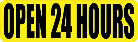 10in X 3in Yellow Open 24 Hours Sticker Vinyl Decal Business Sign