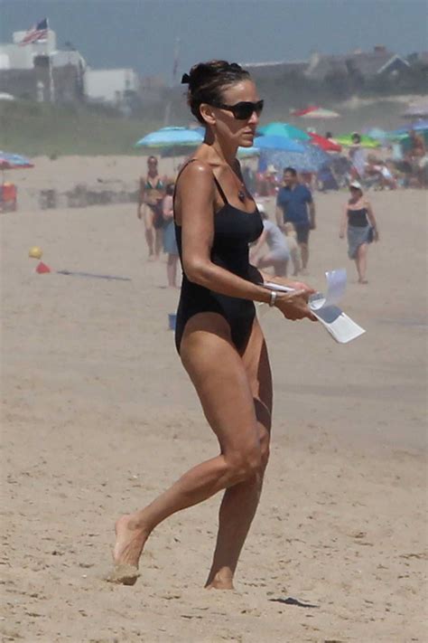Sarah Jessica Parker Wears A Black Swimsuit On The Beach In Montauk